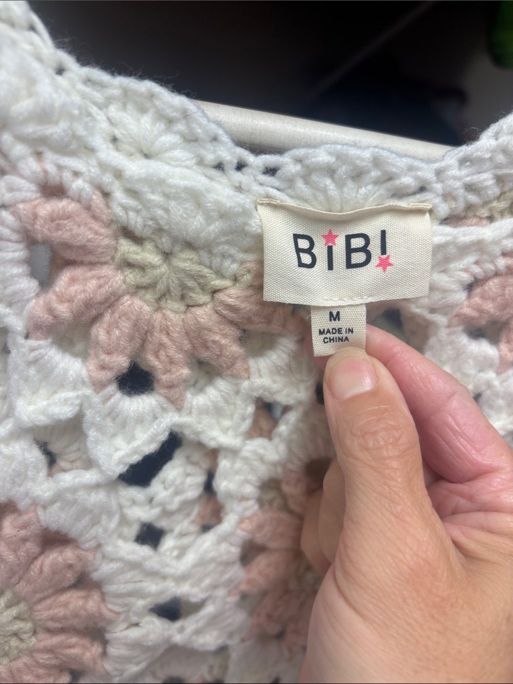 Bibi Granny core Crochet Flower Motif Sweater - Cream & Blush Medium - Picture 2 of 7